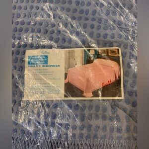 New In Original Package Double Pomponette Blue Bedspread.        2467